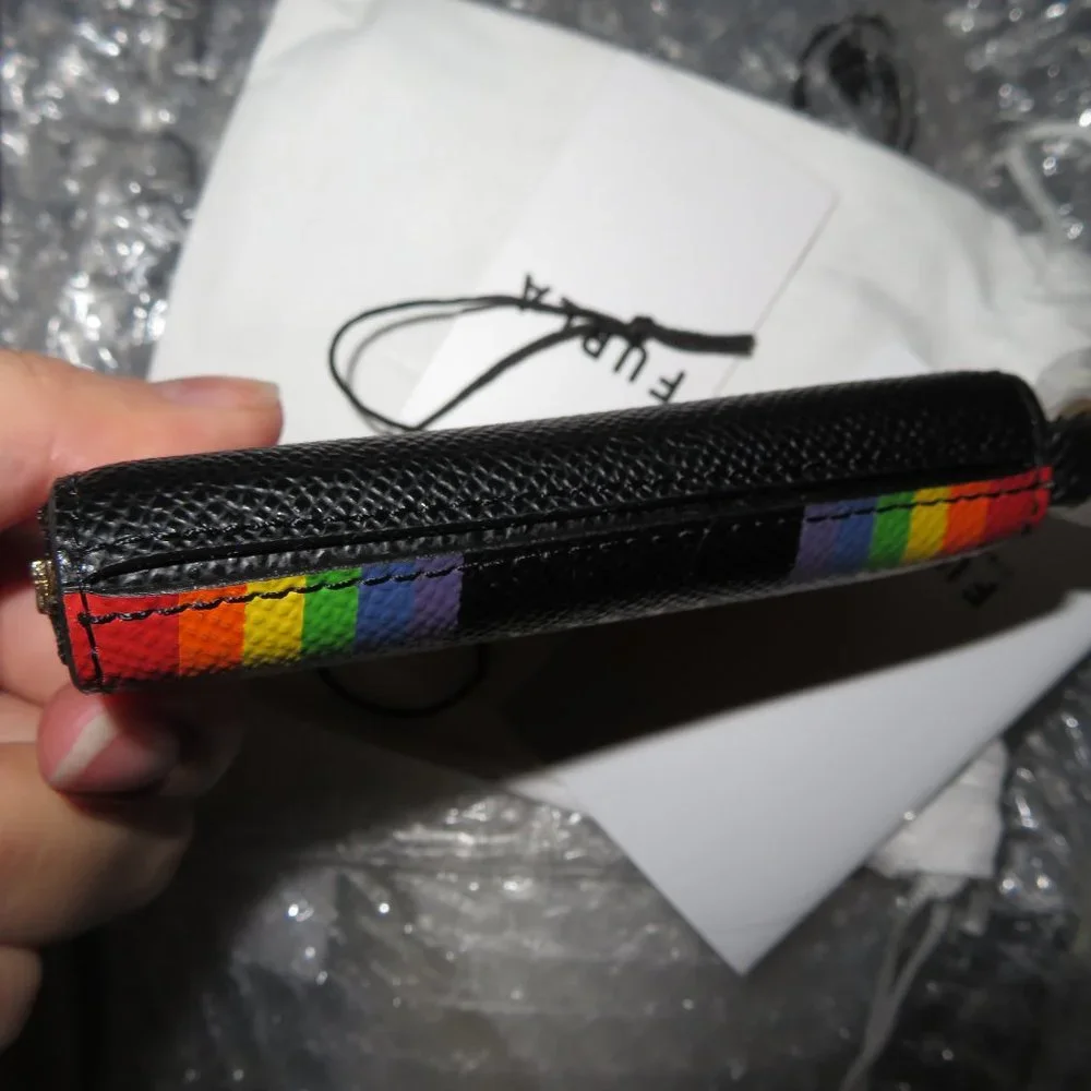 FURLA Rainbow Leather Keychain Zipped Coin Purse